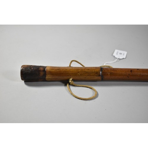 92 - A Bamboo Walking Cane, the Handle with Inset Compass, 90cm Long