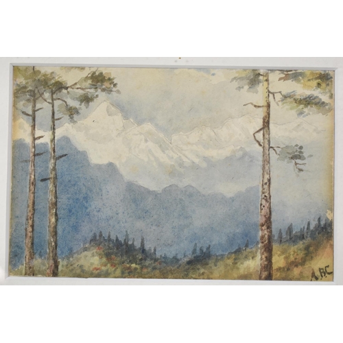 100 - A Small Framed Watercolour Depicting Alpine Scene, Monogrammed ABC, 16x10cm