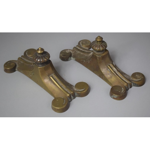 102 - Two Victorian Brass Door Stops, One Requiring New Nut, 22cm long