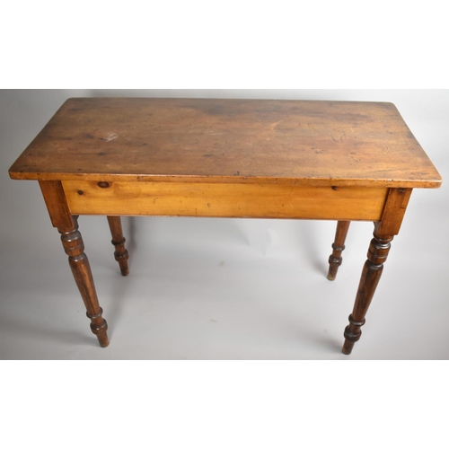 106 - A Late 19th/Early 20th Century Narrow Side Table with Single Drawer on Turned Supports, 111cm x 48cm