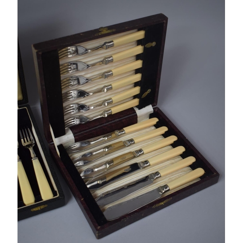 116 - A Cased Set of Six Bone Handled Fish Knives and Forks by Elkington Together Firth Staybright Set of ... 