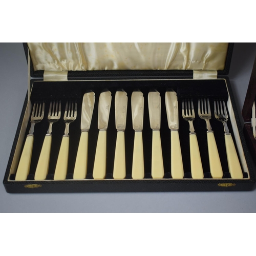 116 - A Cased Set of Six Bone Handled Fish Knives and Forks by Elkington Together Firth Staybright Set of ... 