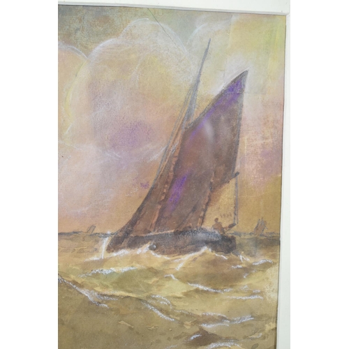 143 - A Framed Watercolour Depicting Sailing Barge Signed C Montague, 22x14cm