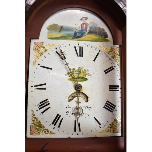 195 - A 19th Century Oak and Mahogany Crossanded and Inlaid 30 Hour Long Case Clock with Arched Painted Di... 