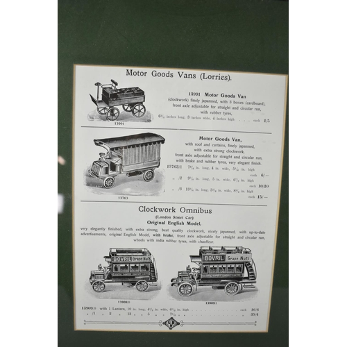 278 - A Framed Reprinted GBN Advertisement for Clockwork Toys, 26x20cm