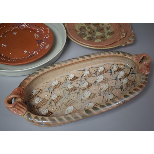 286 - A Collection of Various Stoneware and Studio Pottery to Include Large Circular Charger with Fish Dec... 