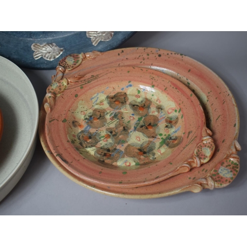 286 - A Collection of Various Stoneware and Studio Pottery to Include Large Circular Charger with Fish Dec... 