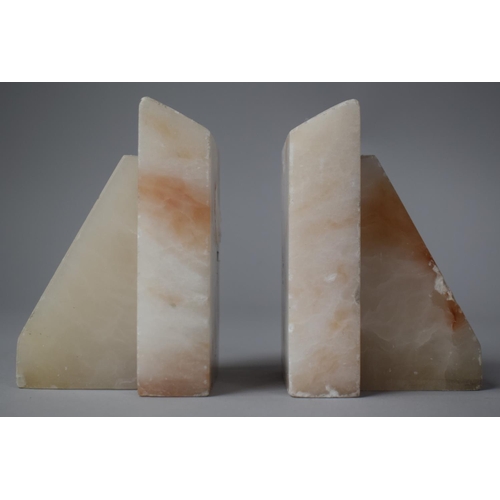 305 - A Pair of Onyx Art Deco Bookends, Each 10cm high