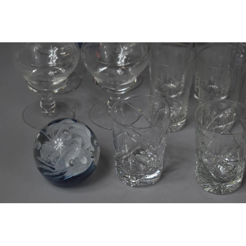 322 - A Collection of Various Etched and Cut Glassware to Comprise Champagne Coups etc