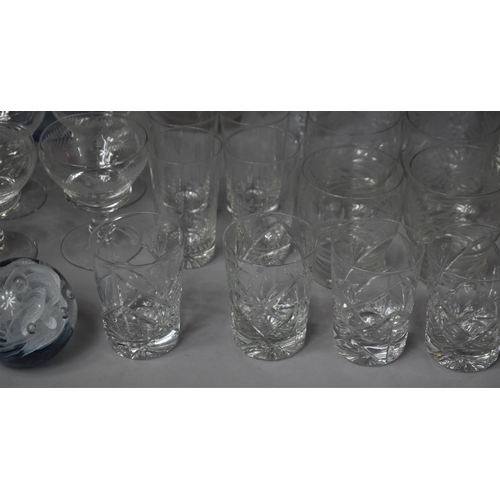 322 - A Collection of Various Etched and Cut Glassware to Comprise Champagne Coups etc