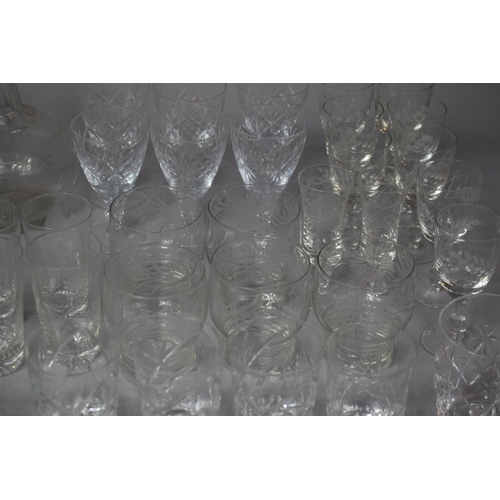 322 - A Collection of Various Etched and Cut Glassware to Comprise Champagne Coups etc