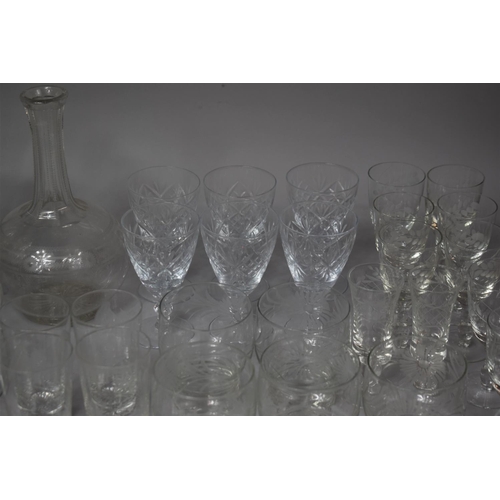 322 - A Collection of Various Etched and Cut Glassware to Comprise Champagne Coups etc