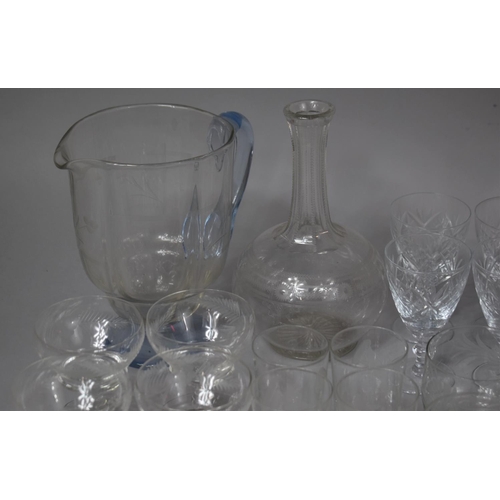 322 - A Collection of Various Etched and Cut Glassware to Comprise Champagne Coups etc