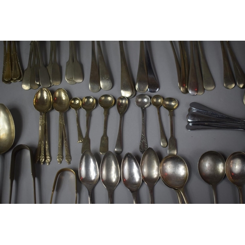 328 - A Collection of Various Silver Plated Cutlery Together with an Early 19th Century Three Pronged Bone... 