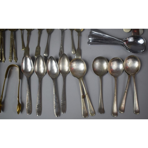 328 - A Collection of Various Silver Plated Cutlery Together with an Early 19th Century Three Pronged Bone... 