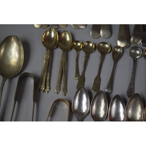 328 - A Collection of Various Silver Plated Cutlery Together with an Early 19th Century Three Pronged Bone... 