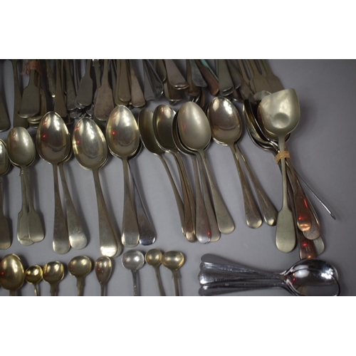 328 - A Collection of Various Silver Plated Cutlery Together with an Early 19th Century Three Pronged Bone... 