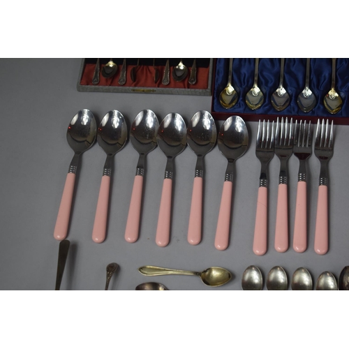 330 - A Collection of Various Cutlery to Comprise Italian Pink Handled Cutlery, Cased Mother of Pearl and ... 