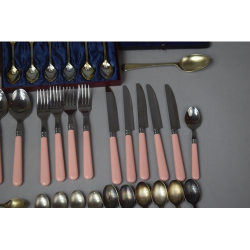 330 - A Collection of Various Cutlery to Comprise Italian Pink Handled Cutlery, Cased Mother of Pearl and ... 