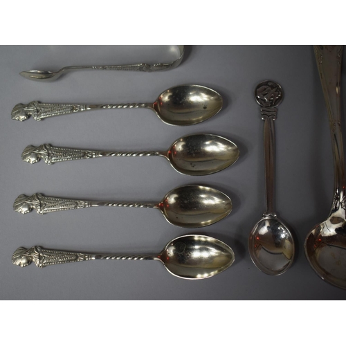 355 - A Collection of Silver Plate and Silver Items to Include Souvenir Spoons, Victorian Teaspoon and Sug... 