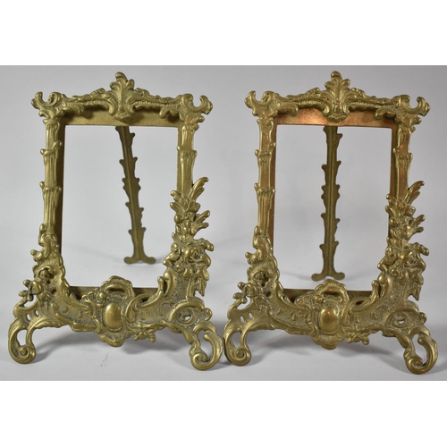 72 - A Pair of Brass Easel Back Photoframes, Each 23cm High Together with a Single Larger Example, 35cm H... 