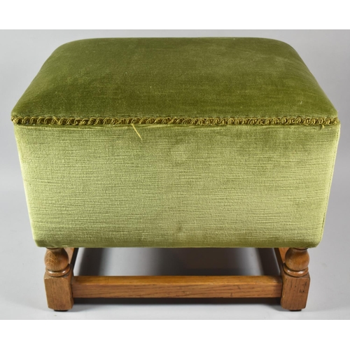 84 - A Velvet Upholstered Oak Based Lift Top Sewing Box, 46cm Wide