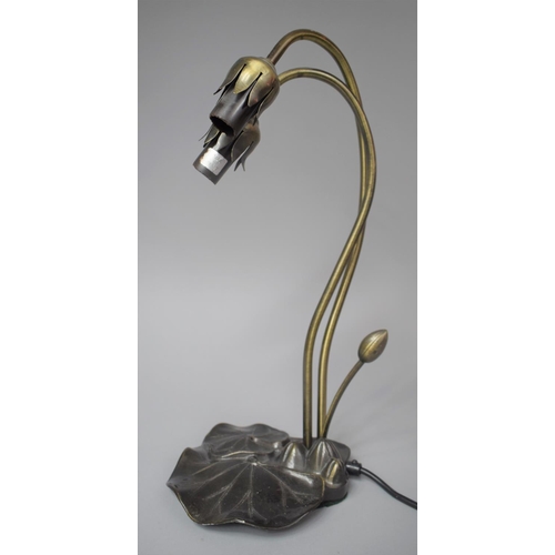 91 - A Reproduction Two Branch Table Lamp in the Form of Flowers, 41cm high