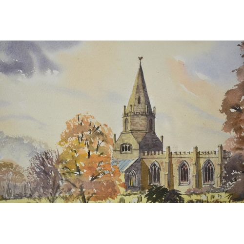 93 - A Framed Watercolour Depicting Tong Church, Signed R Owen, 35x25cm