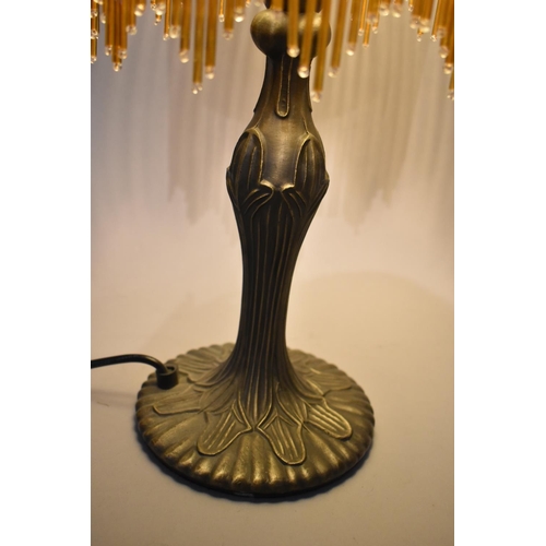 136 - An Art Nouveau Style Table Lamp with Hand Painted Glass Shade Decorated with Flowers, 48cm high