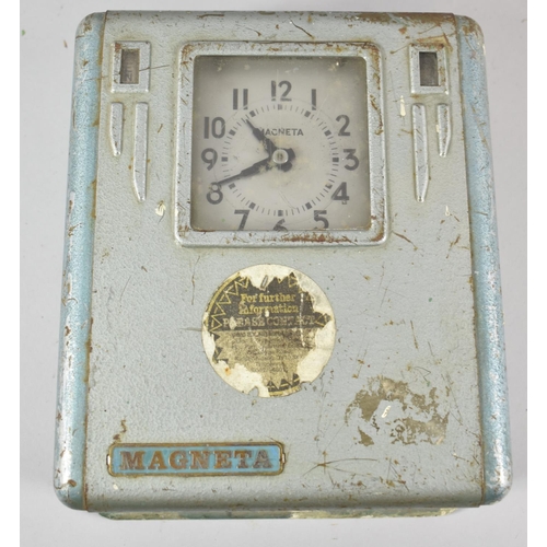 142 - A Vintage Metal Cased Magneta Clocking In Clock