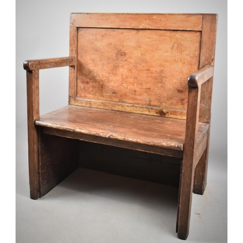 146 - A Country Made Single Seated Settle with Panelled Back, 81cm wide