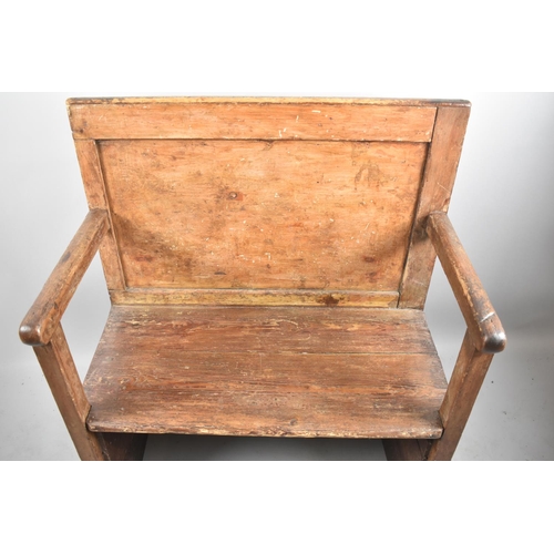 146 - A Country Made Single Seated Settle with Panelled Back, 81cm wide