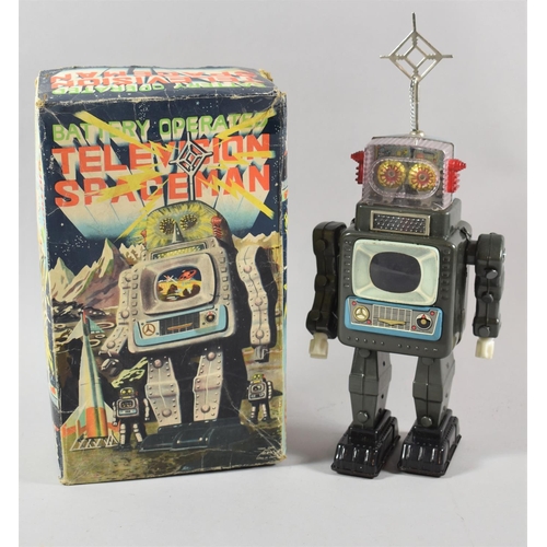 164 - A 1960's Battery Operated Television Spaceman Robot in Original Cardboard Box, Good Clean Condition