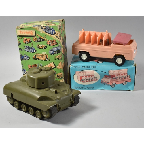 168 - A 1960's/70's Friction Kennel Truck with Two Dogs, Together with a Triang M116 Shermann Tank, Missin... 