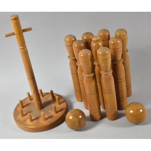 179 - A Mid/Late 20th Century Wooden Skittles Game, 30cm high