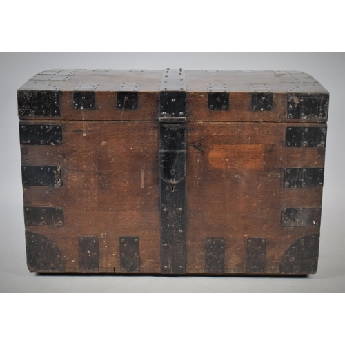 395 - A 19th Century Metal Banded Silver Chest by Chapple & Mantell, 32 Strand London, with Iron Carrying ... 