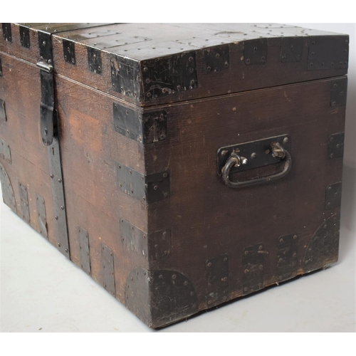 395 - A 19th Century Metal Banded Silver Chest by Chapple & Mantell, 32 Strand London, with Iron Carrying ... 