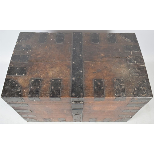 395 - A 19th Century Metal Banded Silver Chest by Chapple & Mantell, 32 Strand London, with Iron Carrying ... 