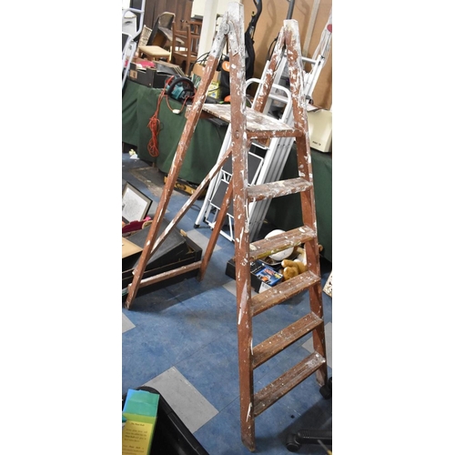 410 - A Vintage Wooden Five Step Step Ladder