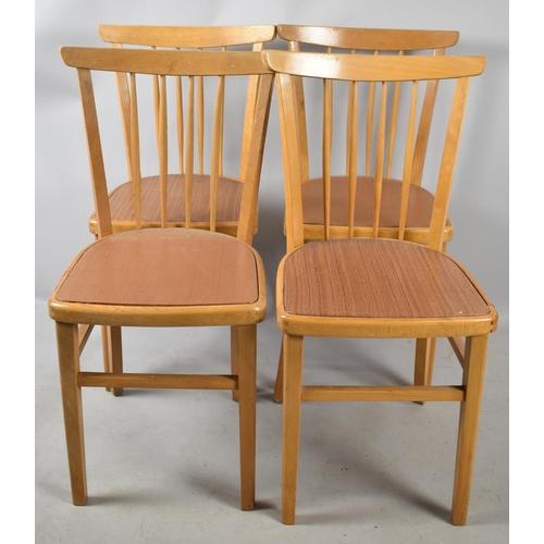 493 - A Set of Four Mid 20th Century Spindle Back Kitchen Chairs