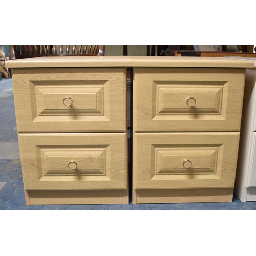 498 - A Pair of Modern Two Drawer Bedside Chest with Brass Knobs, 42cm wide