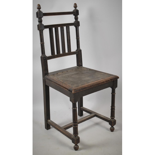 499 - An Edwardian Side Chair with Tooled Leather Pad Seat