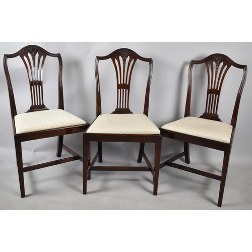 503 - A Set of Twelve Wheatsheaf Splat Mahogany Framed Dining Chairs with Pad Seats