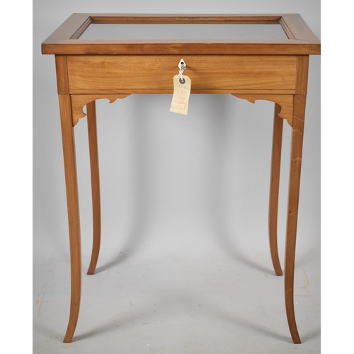 60 - An Edwardian String Inlaid Bijouterie Table on Splayed Supports, 58cm x 41cm x 74cm High