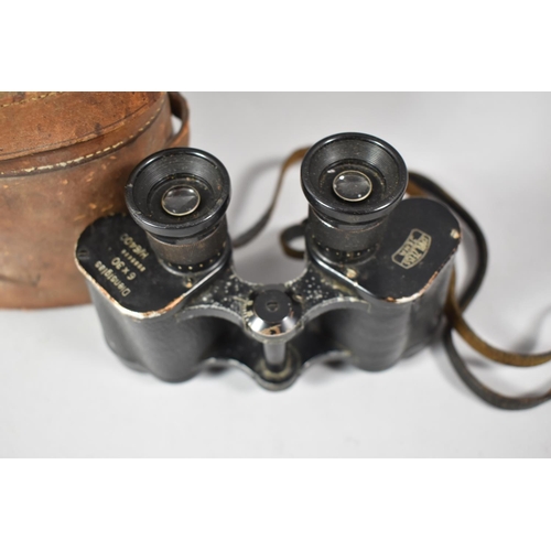 64 - A Pair of Leather Cased Carl Zeiss Jena Dienstglas 6x30 Binoculars