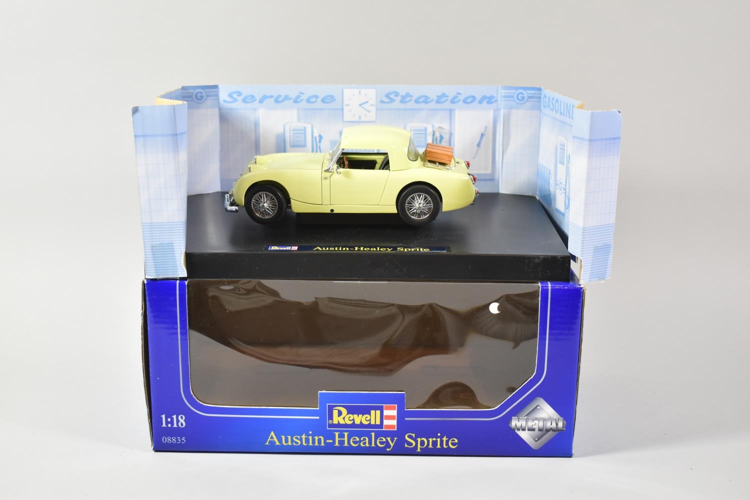 A Boxed Diecast 1:18 Scale Model of an Austin Healey Sprite by Revell