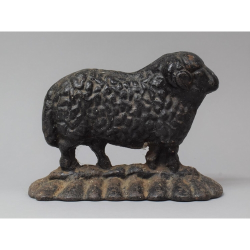 108 - A Cast Iron Novelty Door Stop in the Form of a Ram, 24cm wide