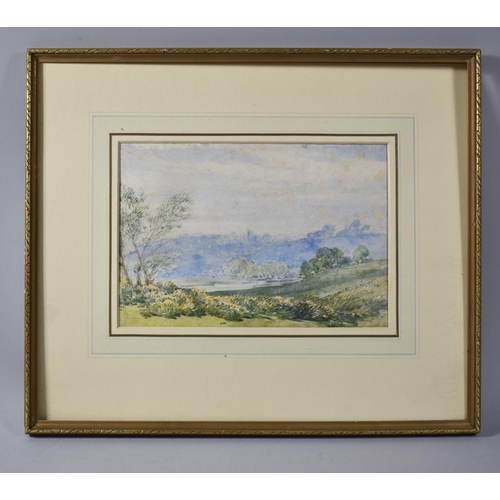 117 - A Mounted William Callow Watercolour Depicting Valley Landscape, Frame in Need of Attention, 24x17cm