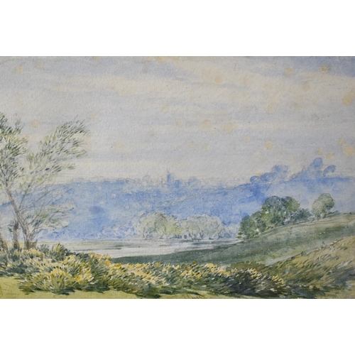 117 - A Mounted William Callow Watercolour Depicting Valley Landscape, Frame in Need of Attention, 24x17cm