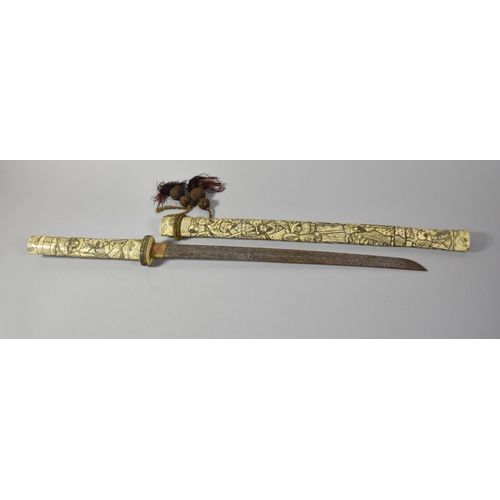 119 - A Japanese Bone Katana, 69cm Long